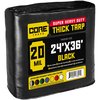 Core Tarps 24 ft x 36 ft Heavy Duty 20 Mil Tarp, Black, Polyethylene CT-706-24x36